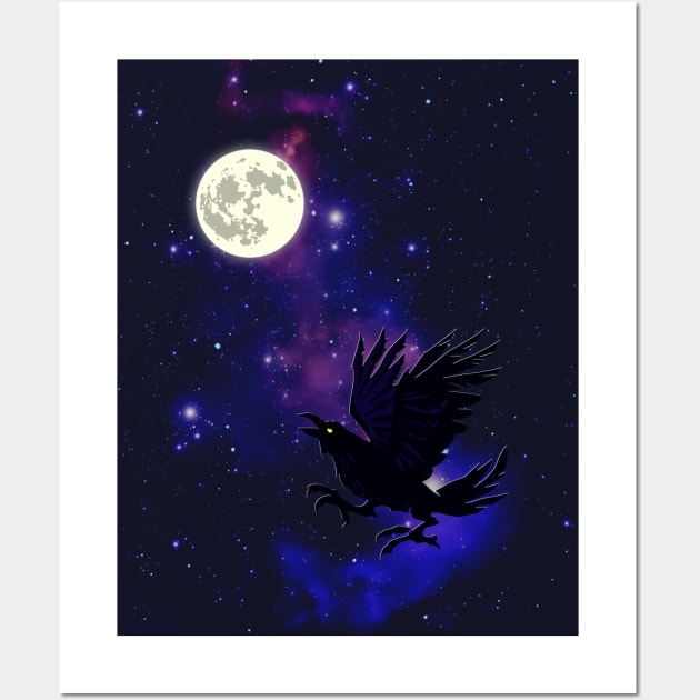 Raven and Moon (Portrait) Wall Art by SandroAbate